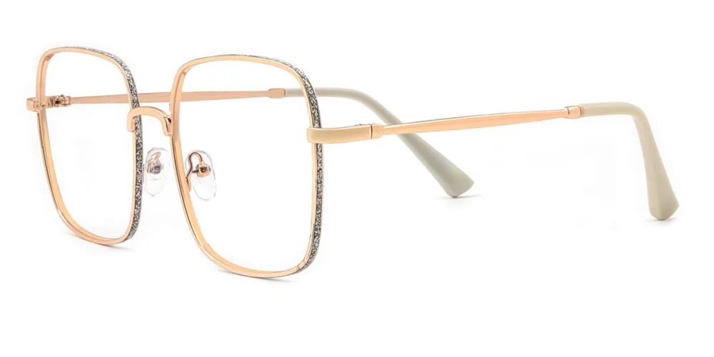 Gold Rectangle,irregular Retro,unique,business Eyeglasses