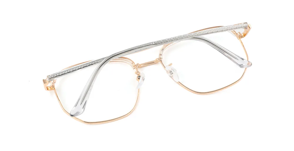 Gold Rectangle,irregular Retro,unique,business Eyeglasses