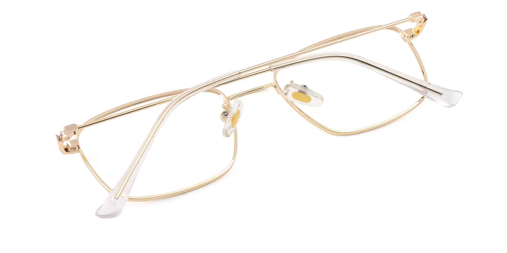 Gold Rectangle,irregular Retro,unique,business Eyeglasses