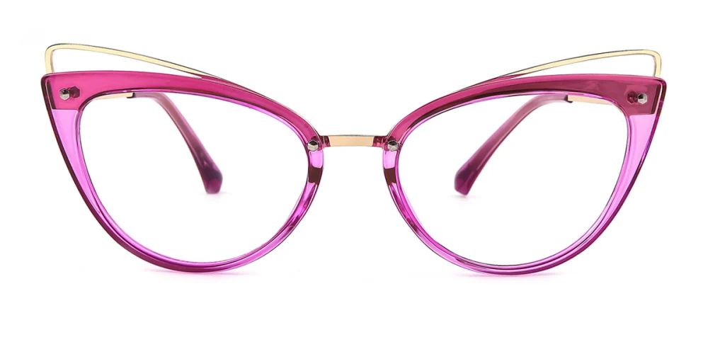 Purple Cat-eye Irregular Classic Unique Gorgeous Spring Hinges Eyeglasses