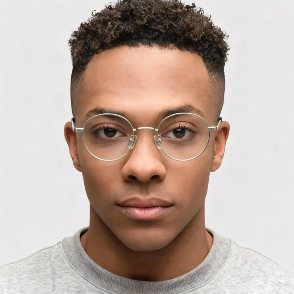 Silver Round Simple Classic Daily Spring Hinges Eyeglasses | WhereLight