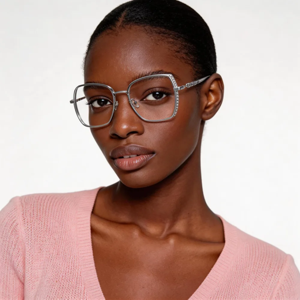 Grey Geometric Balance Spring Hinges Eyeglasses | WhereLight