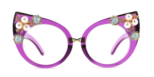 Purple Cateye Unique Gorgeous Rhinestone Custom Engraving Eyeglasses | WhereLight