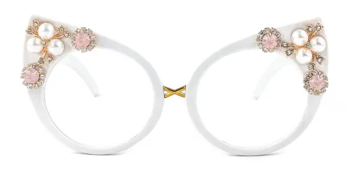0073 Andrea Cateye white glasses