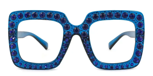 0088 Glenda Rectangle blue glasses