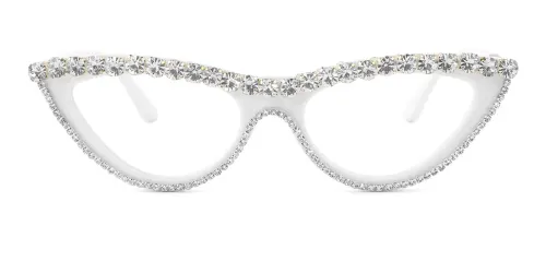 0091 Barrie Cateye white glasses