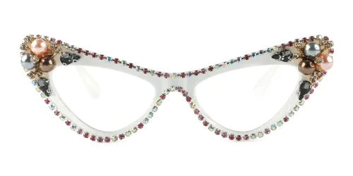 0097 Leigh Cateye white glasses
