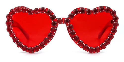 Red Heart Irregular Unique Gorgeous Rhinestone Custom Engraving Sunglasses | WhereLight