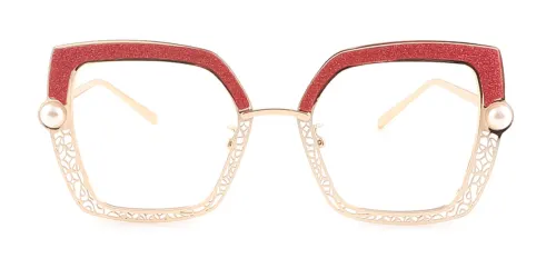 15472 Xela Geometric red glasses
