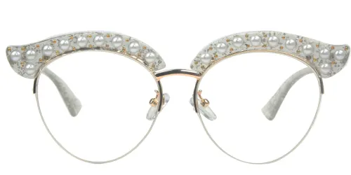 1844 Madge Cateye white glasses