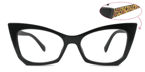 2103 Ivory Cateye, black glasses