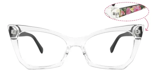 2103 Ivory Cateye, clear glasses