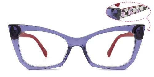 2103 Ivory Cateye, purple glasses