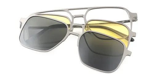 501 Honey Rectangle,Aviator, silver glasses