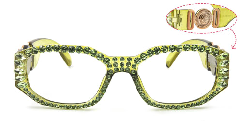 5280 Hedya Rectangle,Oval green glasses
