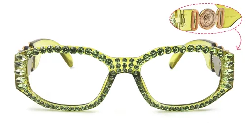 5280 Hedya Rectangle, green glasses