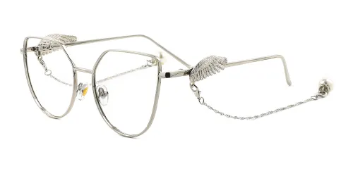 8601 Ginna Cateye silver glasses