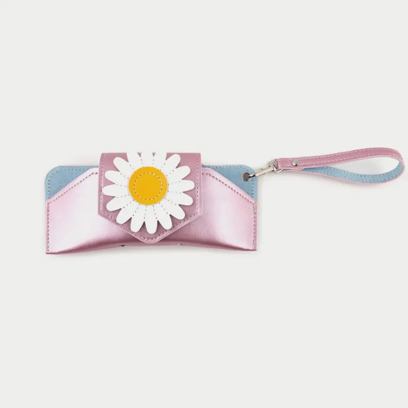Cute Portable Pink Daisy Glasses Bag