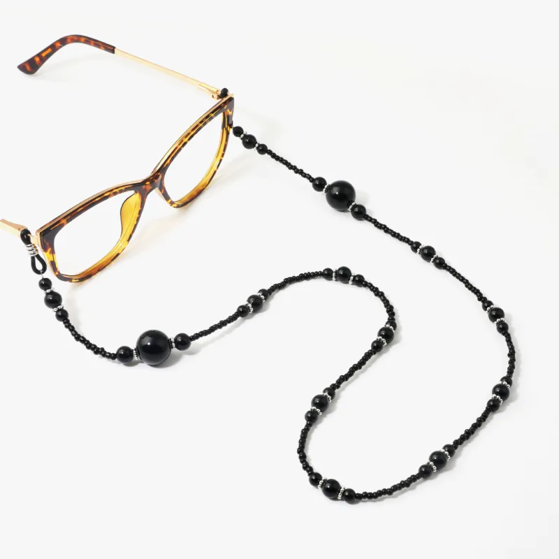 Chic Fashion Black Decor Pearl Beaded Glasses Chain