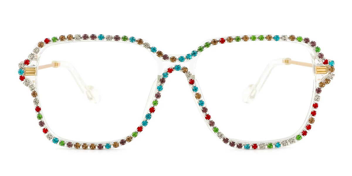 Clear Rectangle Unique Gorgeous Rhinestone  Eyeglasses | WhereLight