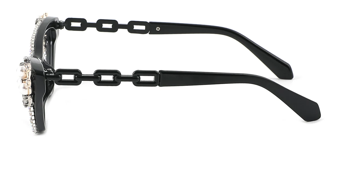 Black Cateye Unique Gorgeous Rhinestone  Eyeglasses | WhereLight