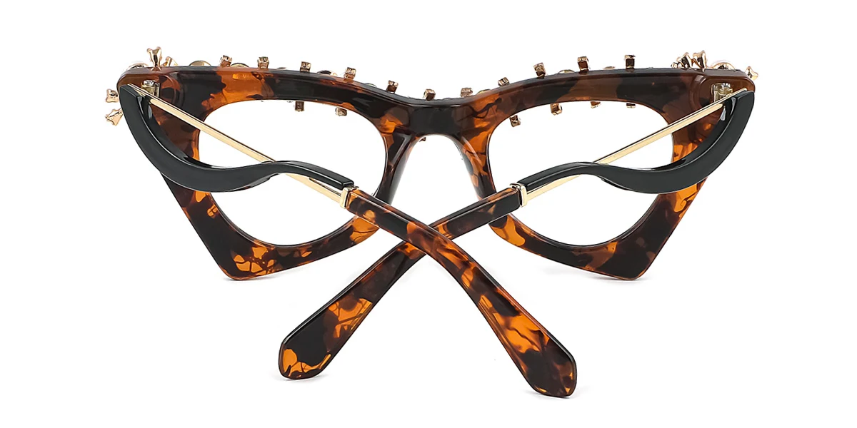 Tortoiseshell Cateye Unique Gorgeous Rhinestone  Eyeglasses | WhereLight