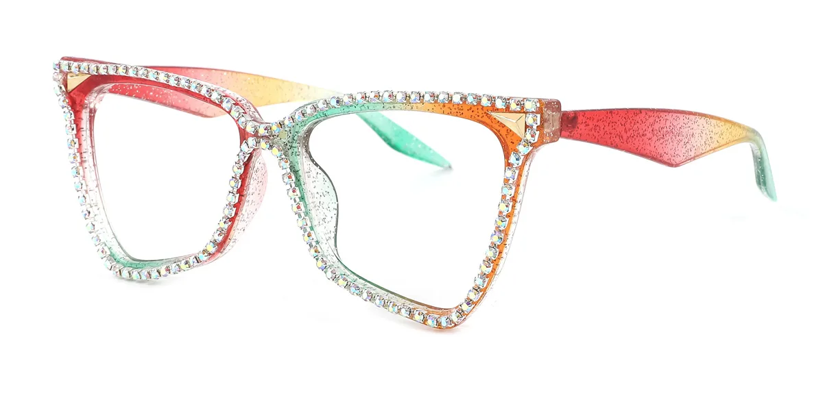 Multicolor Cateye Unique Gorgeous Rhinestone Custom Engraving Eyeglasses | WhereLight