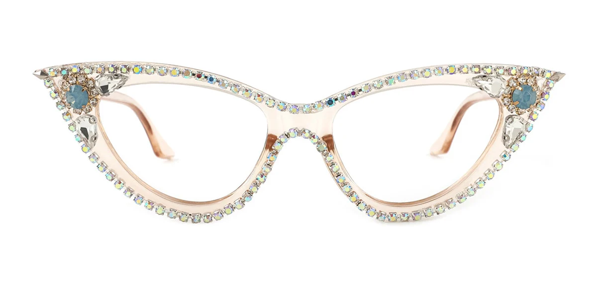 Brown Cateye Unique Gorgeous Rhinestone Custom Engraving Eyeglasses | WhereLight