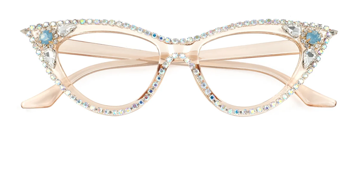 Brown Cateye Unique Gorgeous Rhinestone Custom Engraving Eyeglasses | WhereLight