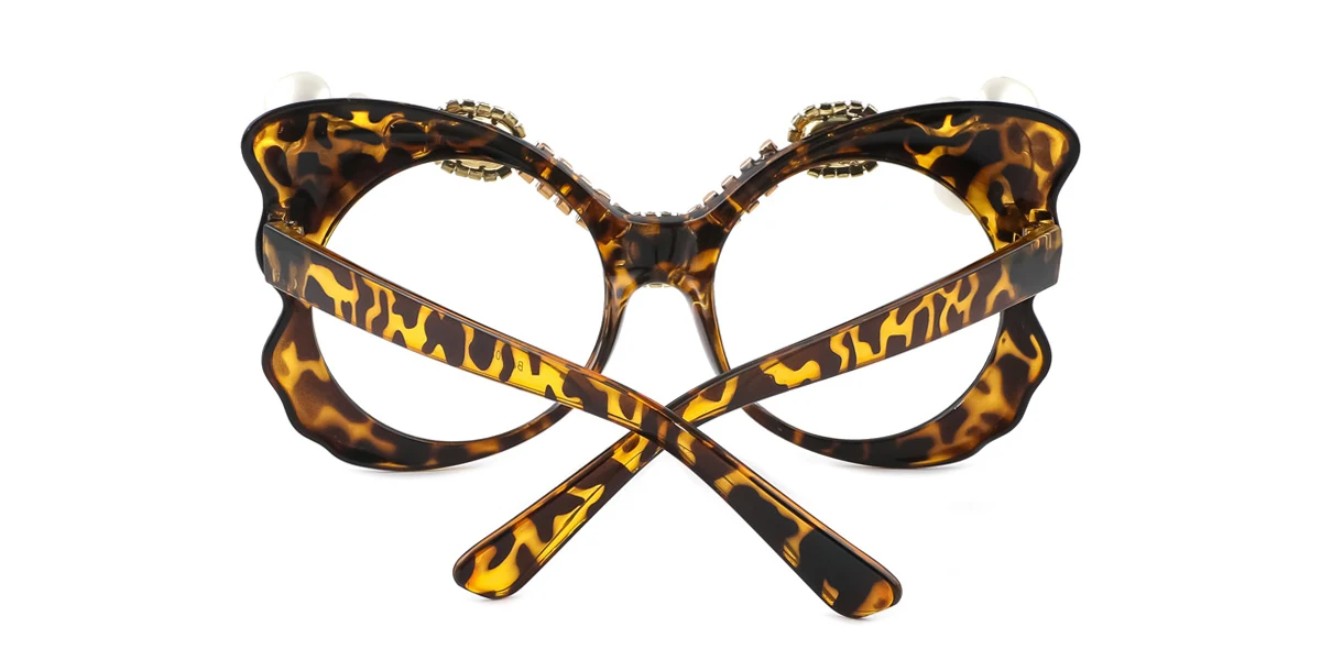 Tortoiseshell Cateye Butterfly Unique Gorgeous Rhinestone Custom Engraving Eyeglasses | WhereLight