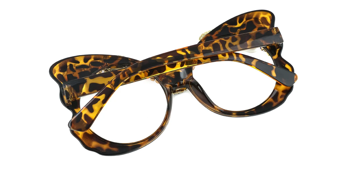 Tortoiseshell Cateye Butterfly Unique Gorgeous Rhinestone Custom Engraving Eyeglasses | WhereLight