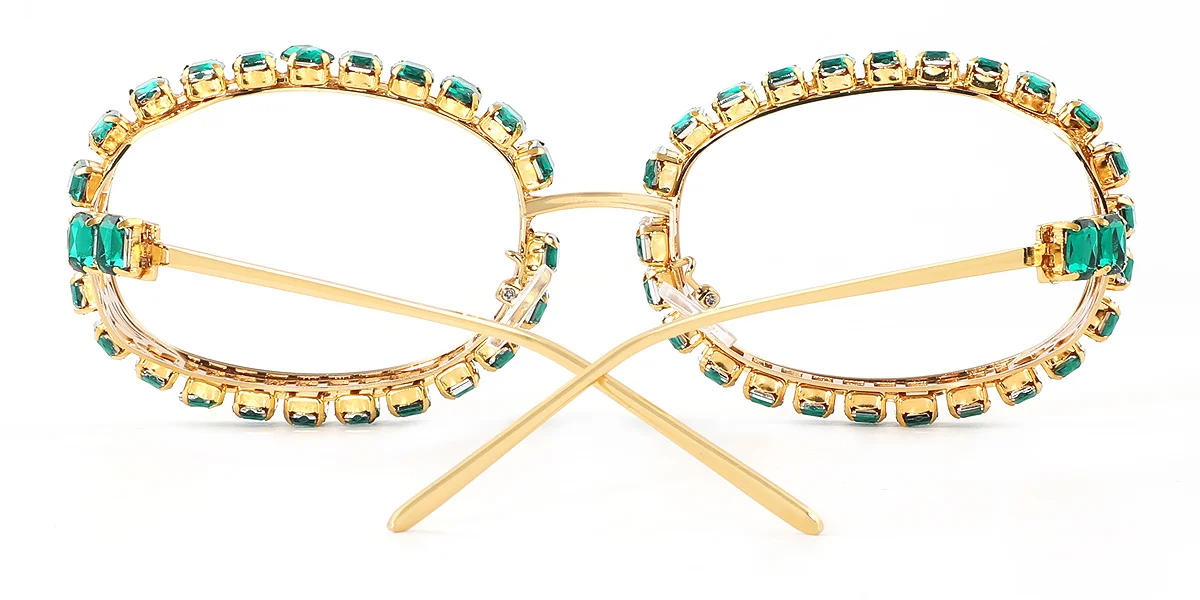 Green Oval Gorgeous Rhinestone  Eyeglasses | WhereLight