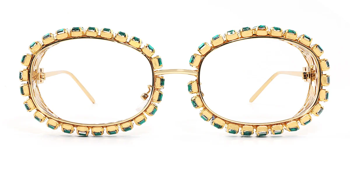 Green Oval Gorgeous Rhinestone  Eyeglasses | WhereLight