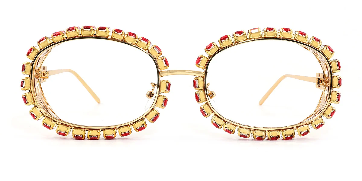 Red Oval Gorgeous Rhinestone  Eyeglasses | WhereLight