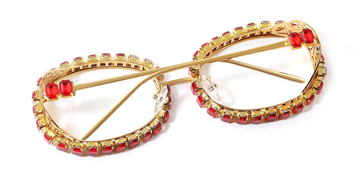 Red Oval Gorgeous Rhinestone  Eyeglasses | WhereLight