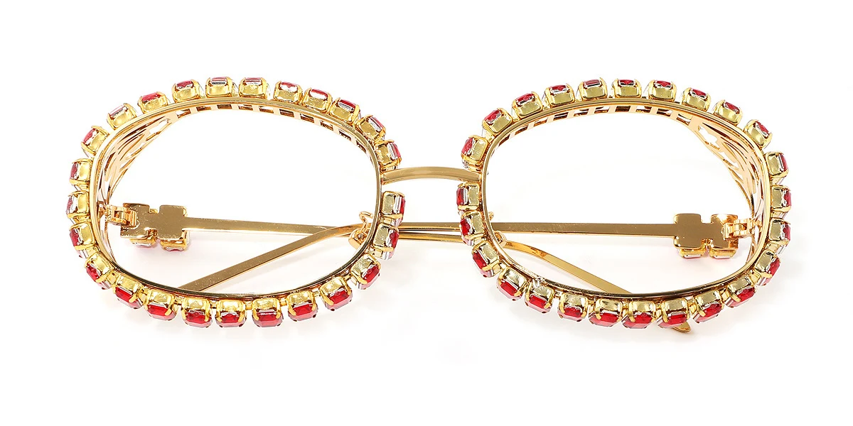 Red Oval Gorgeous Rhinestone  Eyeglasses | WhereLight