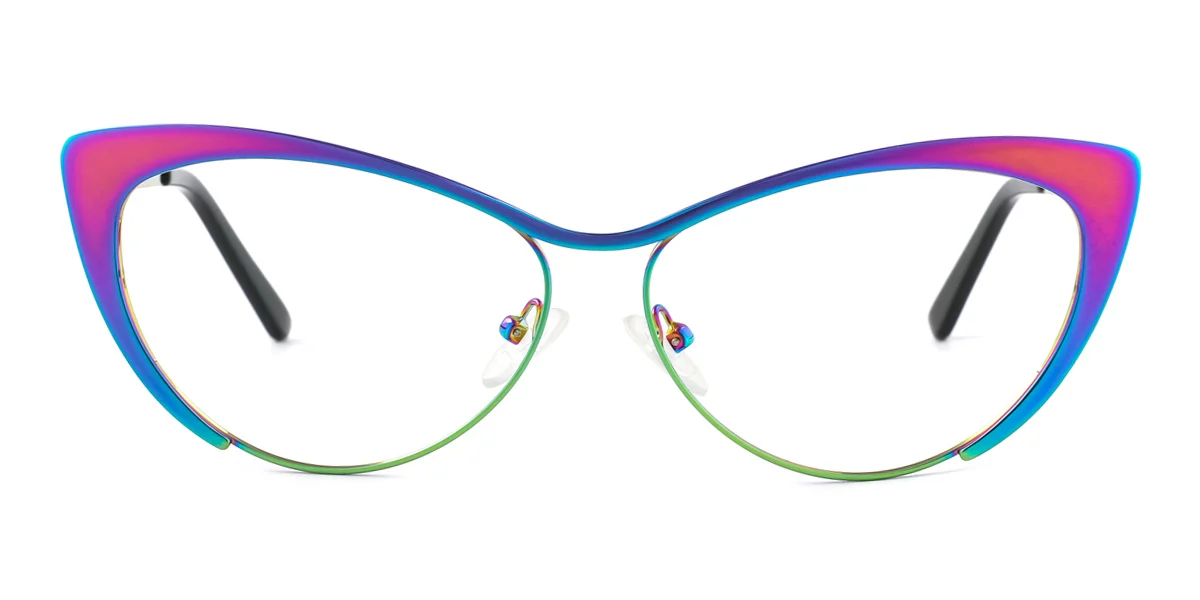 Green Cateye Unique Spring Hinges Eyeglasses WhereLight