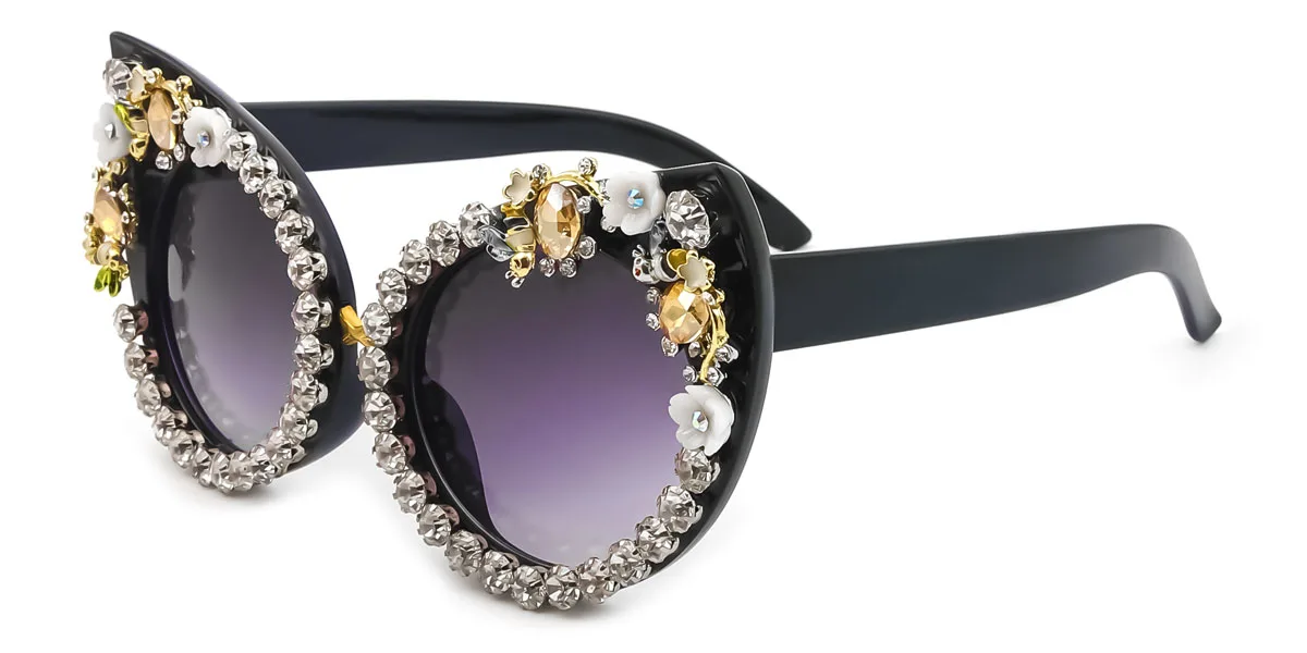 Black Cateye Unique Gorgeous Rhinestone  Sunglasses | WhereLight