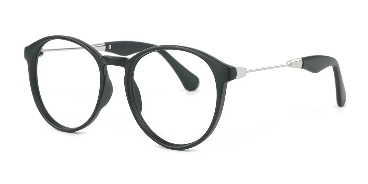 Black Round Simple Custom Engraving Eyeglasses | WhereLight