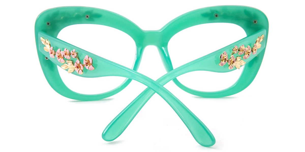 Green Cateye Unique Gorgeous Custom Engraving Eyeglasses | WhereLight