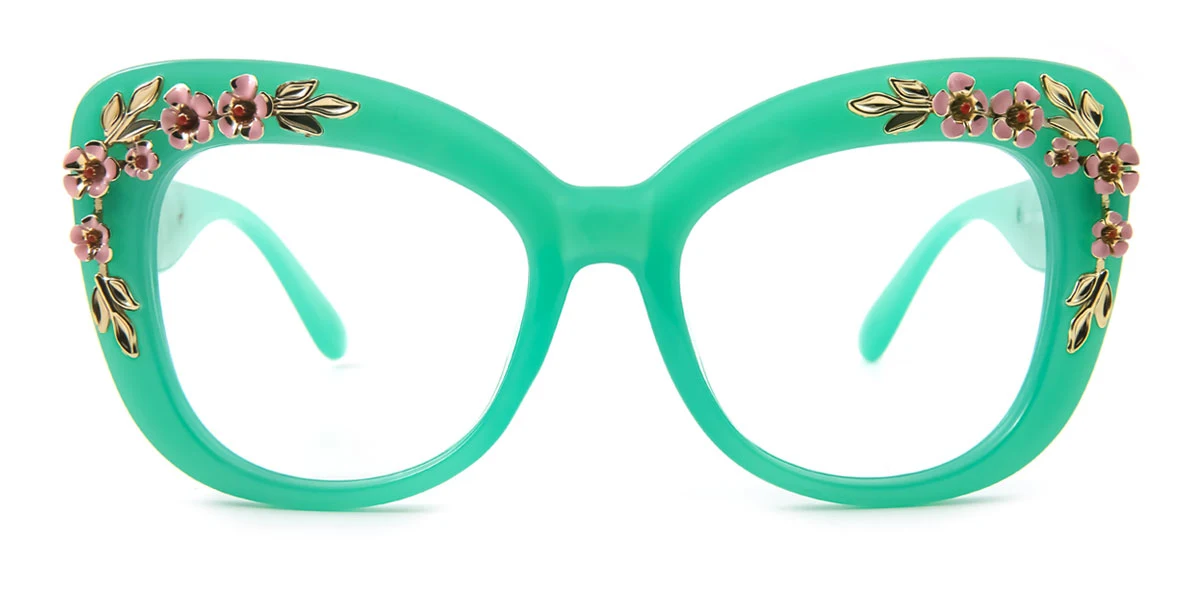 Green Cateye Unique Gorgeous Custom Engraving Eyeglasses | WhereLight