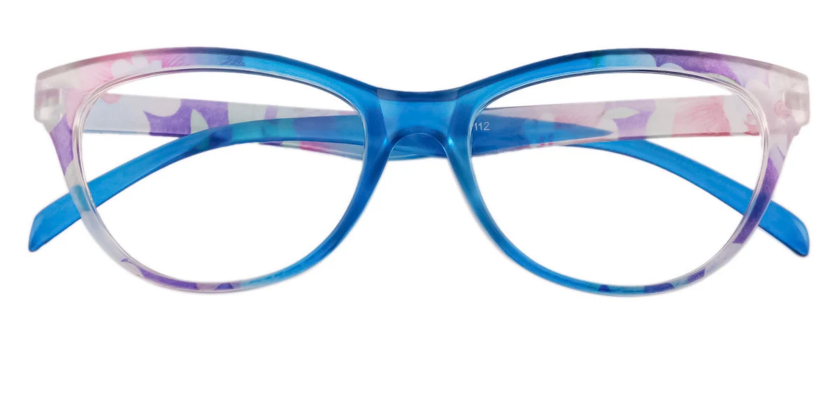 Blue Cateye Unique Super Light Custom Engraving Eyeglasses | WhereLight
