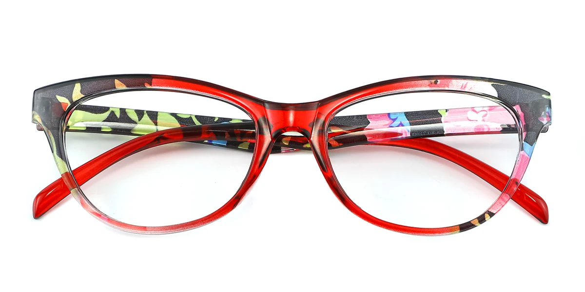Red Cateye Unique Super Light Custom Engraving Eyeglasses | WhereLight