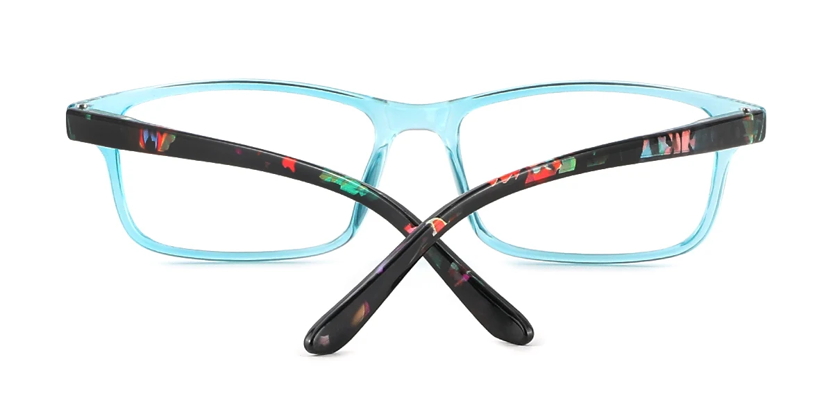 Blue Rectangle Simple Spring Hinges Super Light Eyeglasses | WhereLight