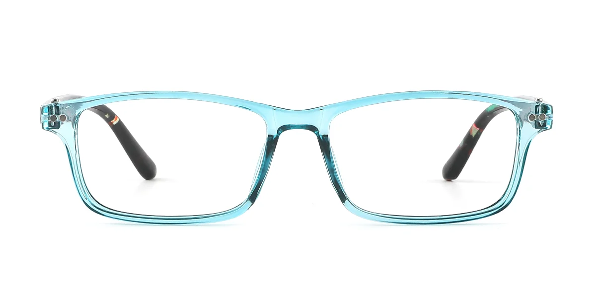 Blue Rectangle Simple Spring Hinges Super Light Eyeglasses | WhereLight