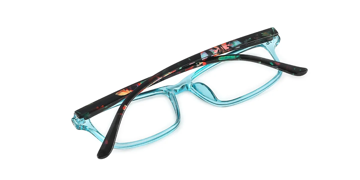Blue Rectangle Simple Spring Hinges Super Light Eyeglasses | WhereLight