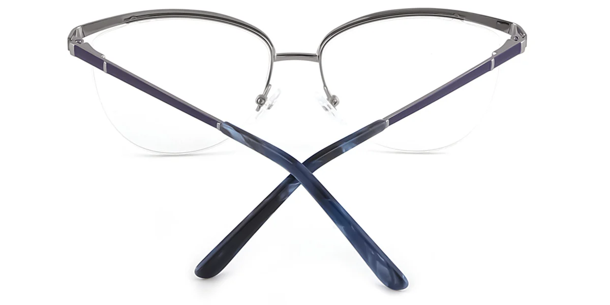 Blue Oval Simple Spring Hinges Custom Engraving Eyeglasses | WhereLight