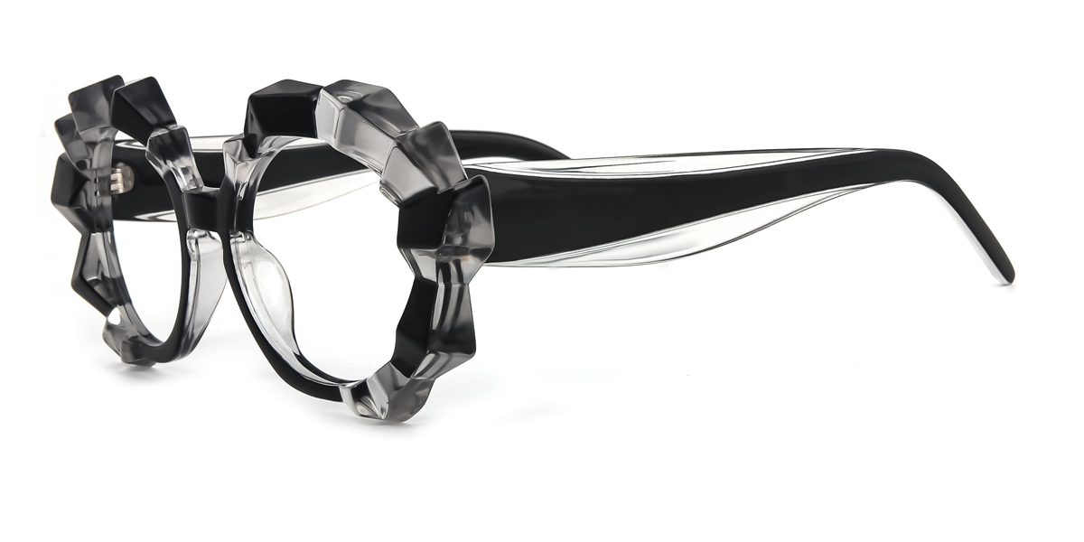 Black Irregular Unique Fullrim Plastic Large Glasses for