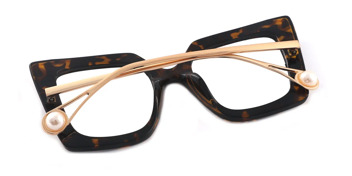 Designer Unisex Large Vogue Oversized Acetate Oversized Square Eyeglasses Grace, Black & Tortoise / One Size