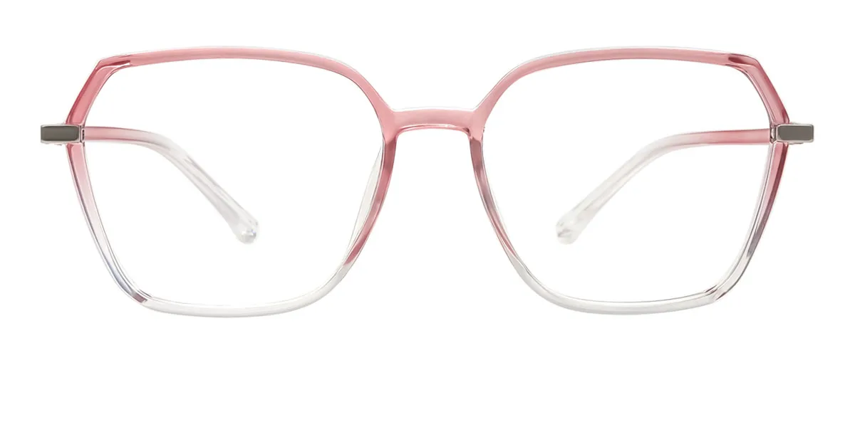 Pink Geometric Irregular Simple Classic Retro Super Light Eyeglasses | WhereLight
